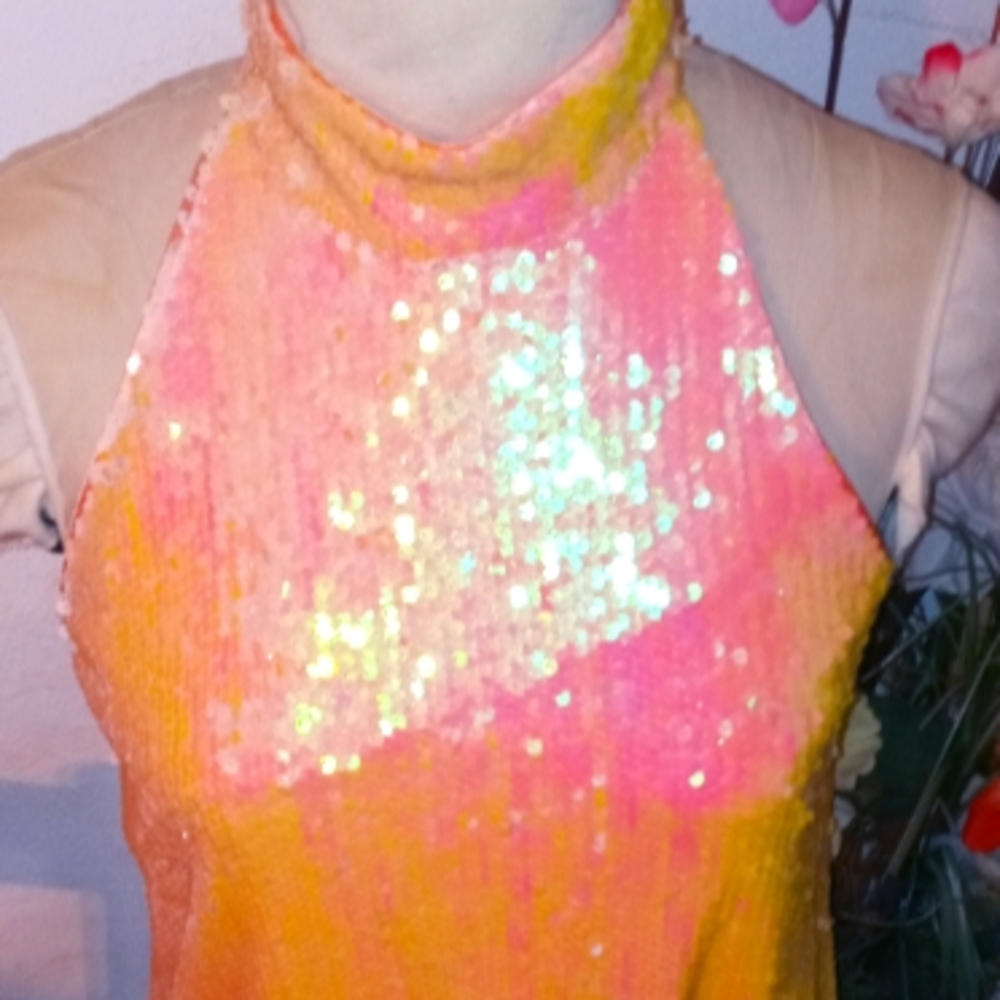 Peach Color Sequined Blouse